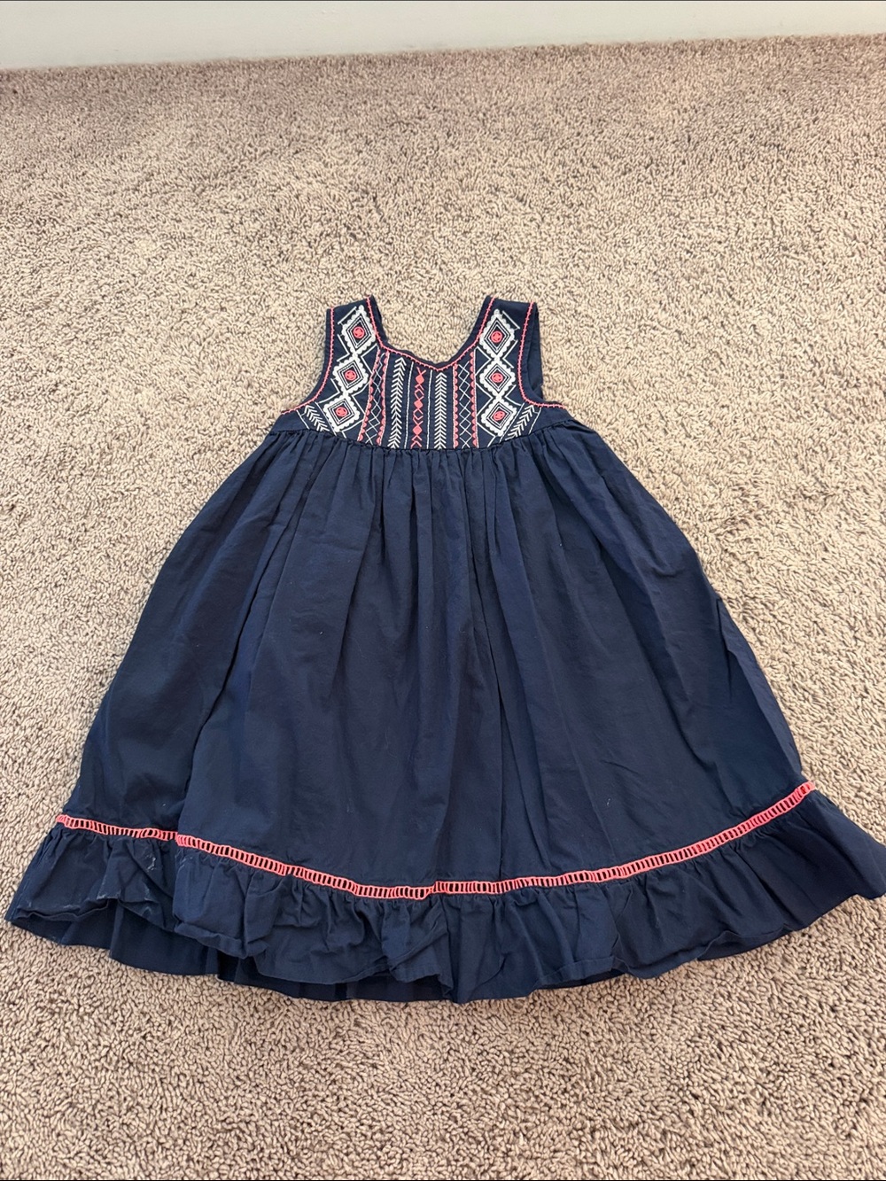Kaisely Navy Dress with Pink Embroidered Bodice